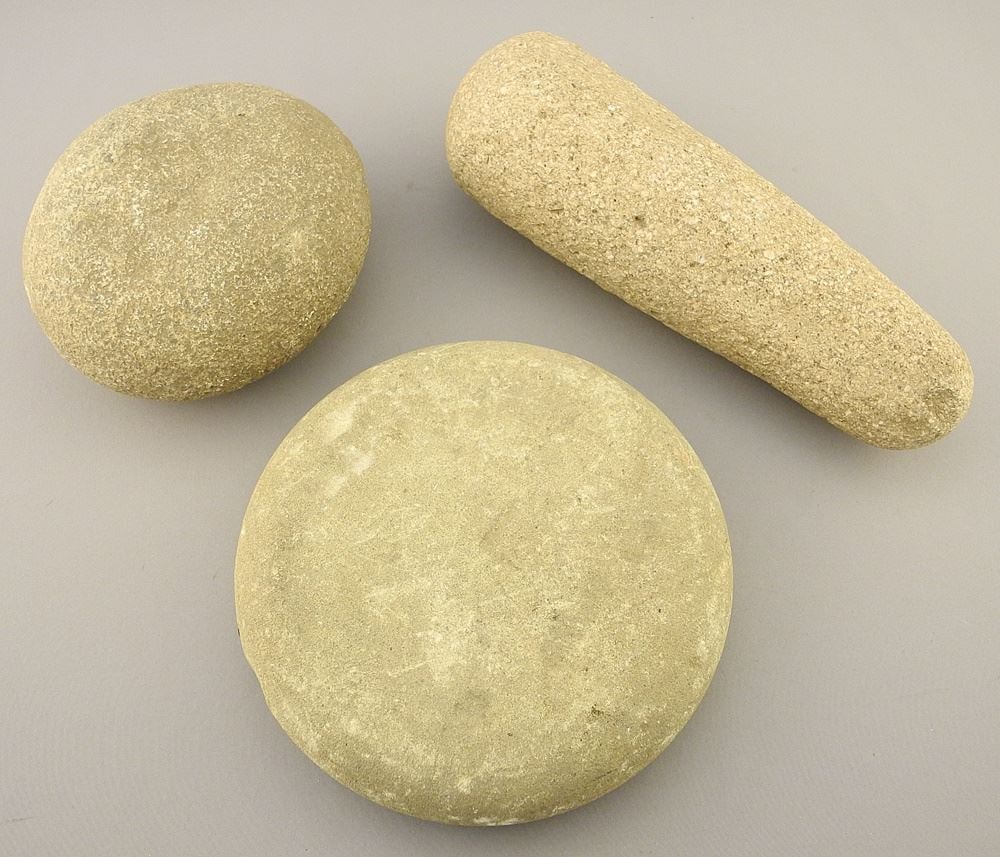 Authentic Ancient Stone Tools: Pestle, Mano & Wheel, 5 1/2" - 9"L. (1 of 3)