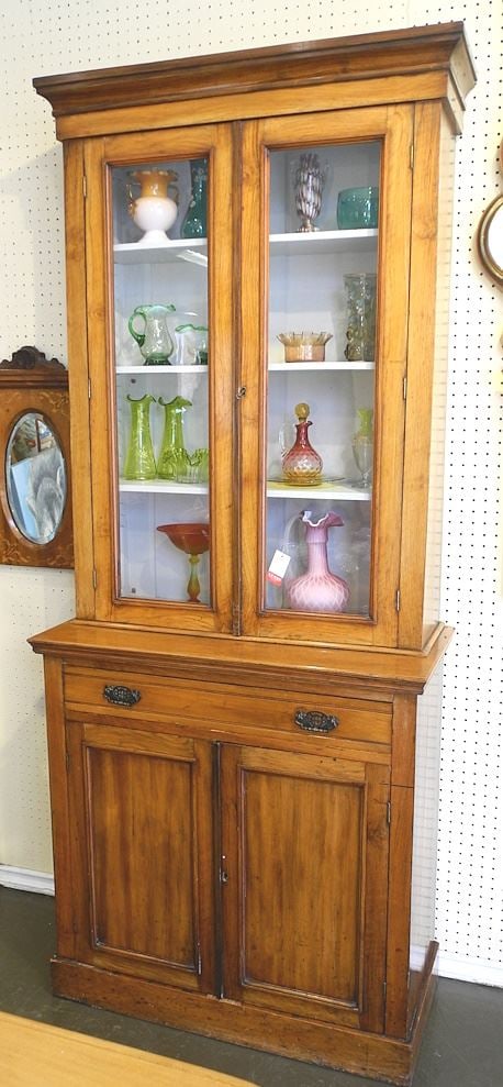 Late 19th C. Mahogany Cabinet Bookcase, 80 1/4"H. (1 of 6)