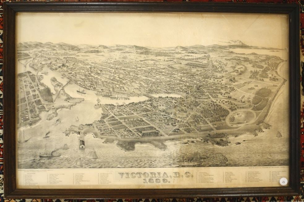 1889 Ellis & Co. Map of Victoria, BC 24 3/4" x 38 1/2" (acquired Leslie E. Cook Estate 1970). (1 of 5)