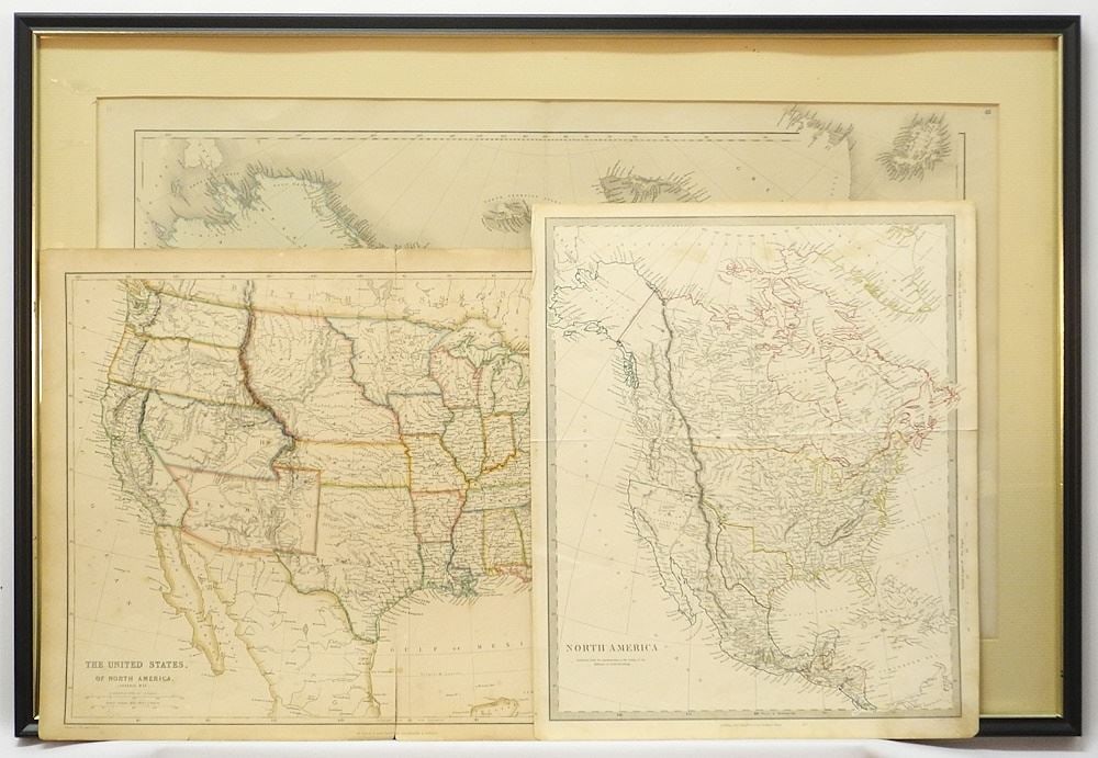 3 Maps of North America: Bett's / Chas. Knight / Ackie & Son, Unframed. (1 of 4)