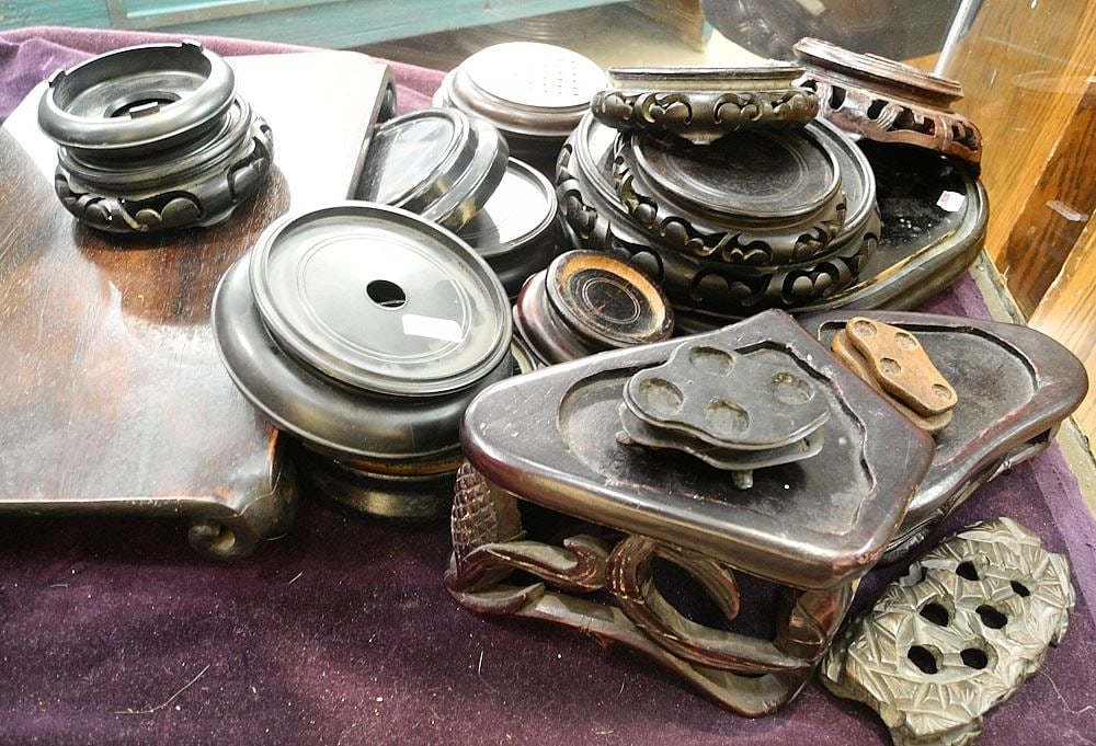 Collectino of Chinese Hardwood Stands, 2 1/4" - 12". (1 of 1)