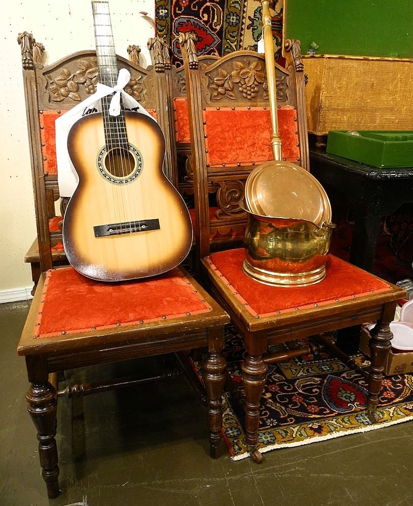 8 Carved Oak High Back Dining Chair 44 1/2"H. (1 of 2)