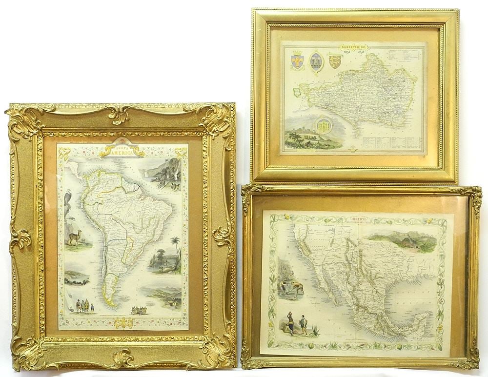 3 Hand Coloured Maps: Mexico / South America / Dorsetshire. (1 of 4)