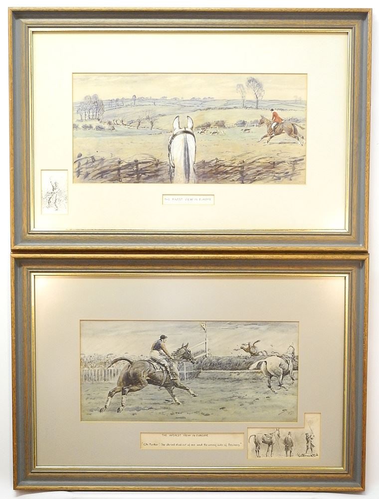 3 Snaffles Prints, 14 1/4" x 24 3/4" "Views in Europe", "Point to Point". (1 of 6)