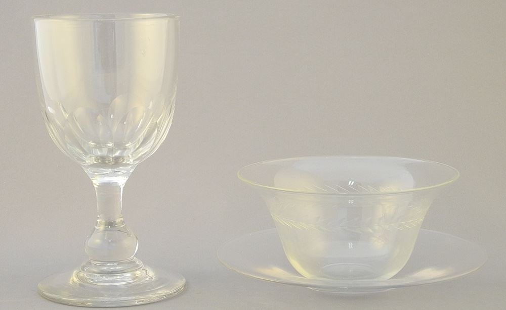 Collection of Antique Glass Wares: 6 Goblets (6 1/2"H) & Finger Bowls.: Collection of Antique Glass Wares: 6 Goblets (6 1/2"H) & Finger Bowls.