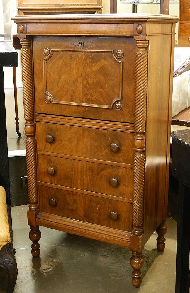 Canadian Walnut Drop Front Secretary 45 3/8"H. (1 of 5)