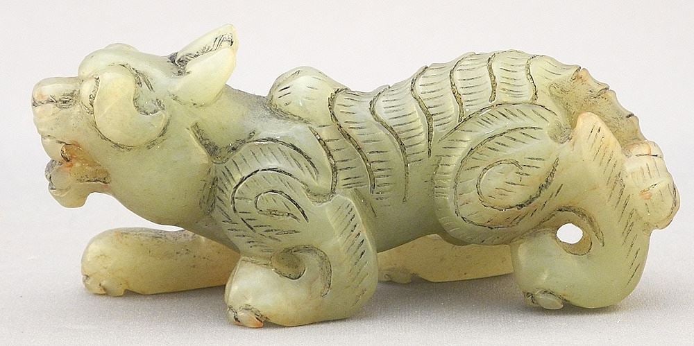 Jade Carved Tiger, 3 1/2"L, 71 Gm.: Jade Carved Tiger, 3 1/2"L, 71 Gm.