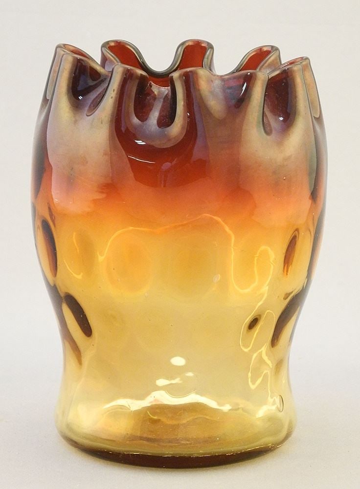 Mount Washington Amberina Thumb Print Vase, 4 1/2"H. (1 of 3)