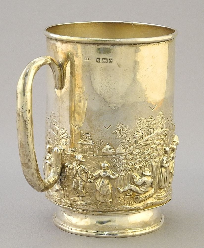 Hallmarked Silver Dutch Style Cup, 3 3/4"H.: Hallmarked Silver Dutch Style Cup, 3 3/4"H.