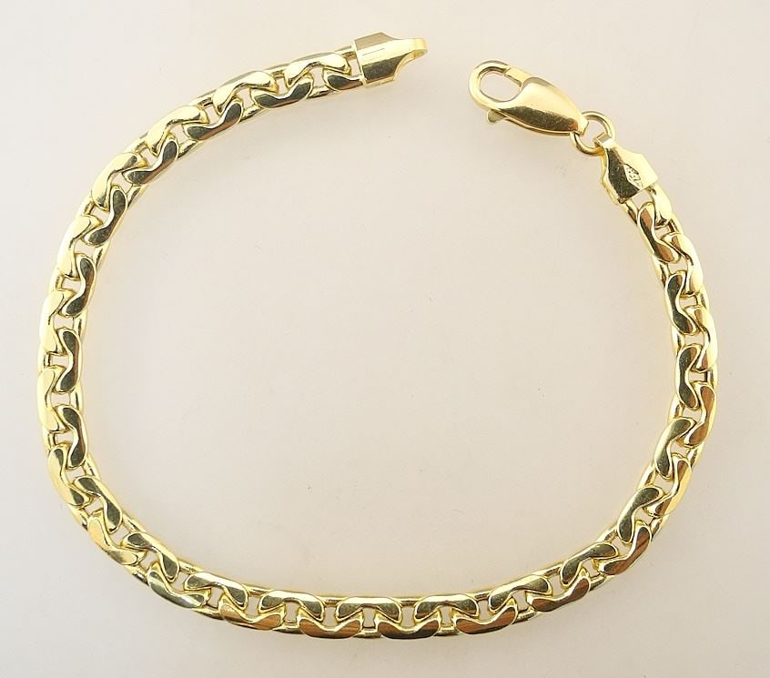 18K (marked) Yellow Gold Bracelet, 7 1/2"L, 8.66 Grams. (1 of 2)