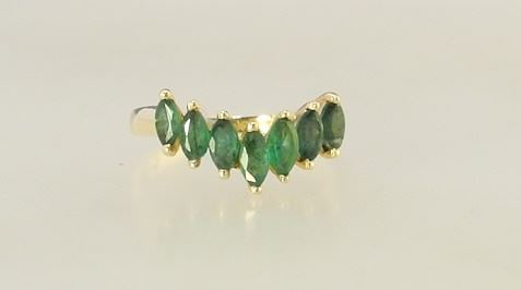 14K (marked) Yellow Gold & Emerald Ring, Size 6, 2.65 Grams. (1 of 3)