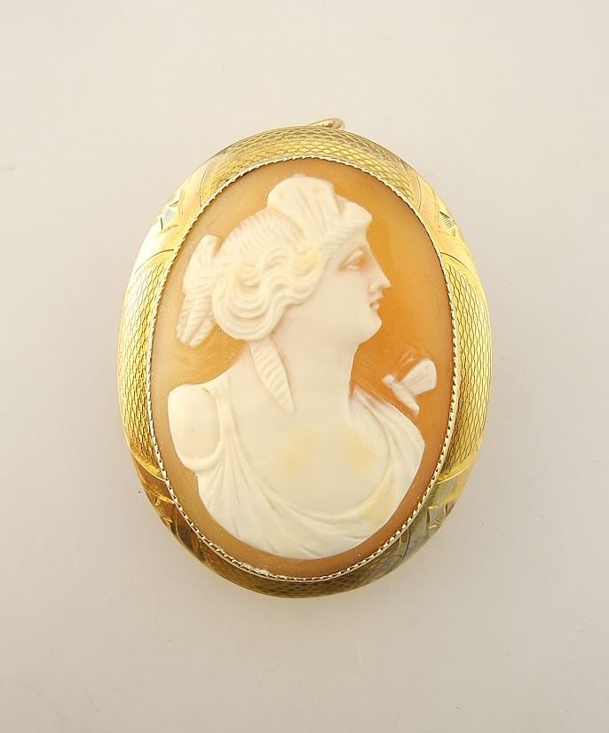 Cameo Brooch in 14K (marked) Yellow Gold Frame, 5.6 Grams. (1 of 2)