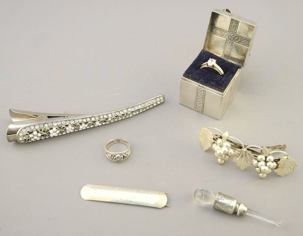 Birks Sterling Hair Ornament Barrette, Hair Clip & 2 Rings (One in Silver-Tone Box). (1 of 4)