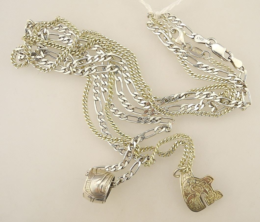 2 Nuu-Chah-Nulth Silver Pendants on Silver Chains, 19 Grams. (1 of 1)