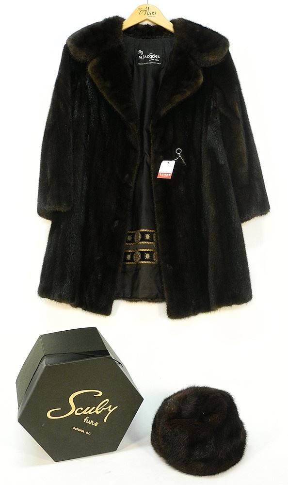 M. Jacques Furs Newport Beach 3/4 Length Mink Coat with Marche Hat in Box. (1 of 8)
