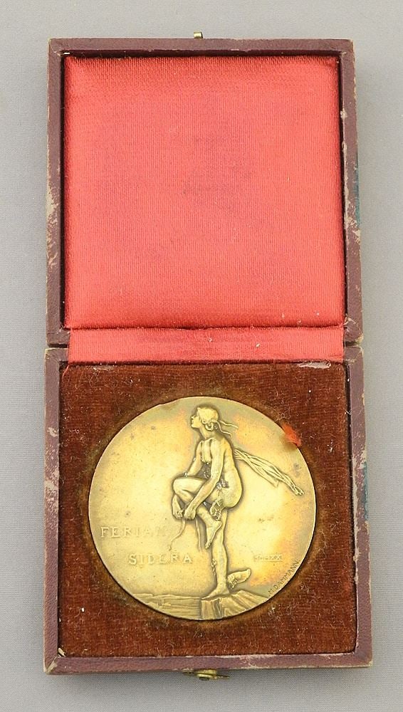 Bronze "Feriam Sidera Medallion signed M. Dammann MCMXX, with case, 57.6 Grams, 2" Diam. (1 of 3)