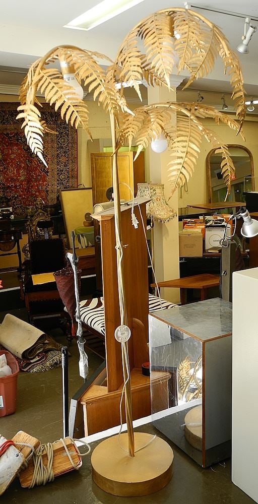 Pair of Gilt Metal Palm Tree Floor Lamps, 6'H. (1 of 4)