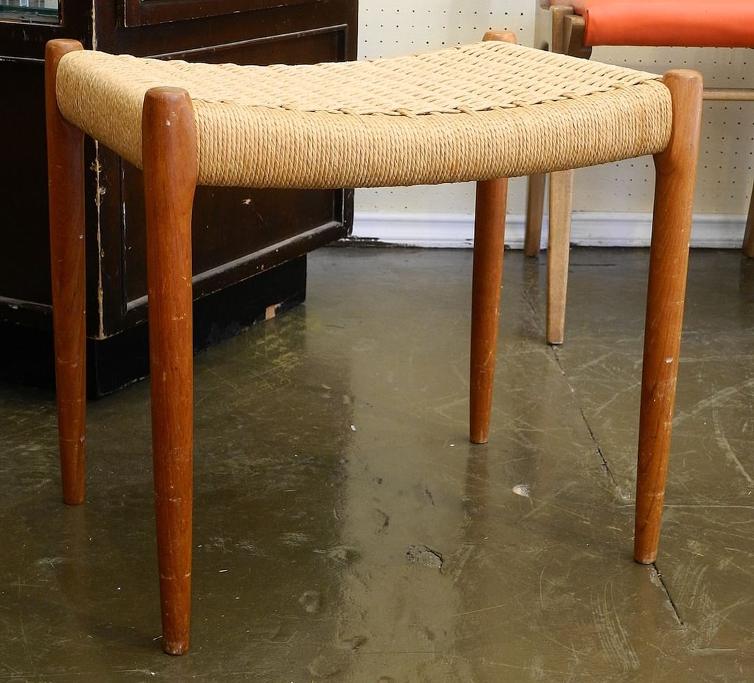 J. L. Moller Danish Modern Teak Stool, 18 1/4"H. (1 of 3)