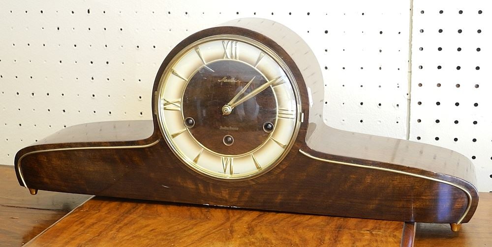 Mauthe Floating Balance Mantle Clock, 20 3/4"W.: Mauthe Floating Balance Mantle Clock, 20 3/4"W.