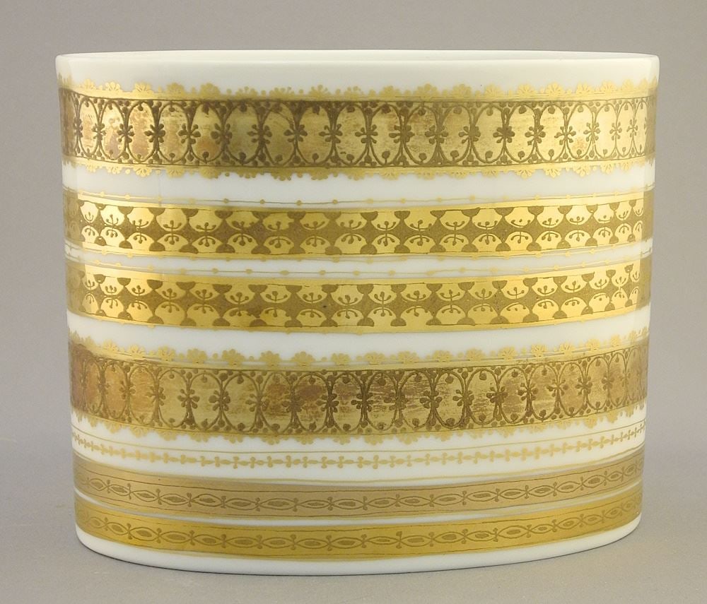 Rosenthal White/Gold Vase Studio Line #7596 (Bjorn Winblad), 4 3/4"H. (1 of 3)