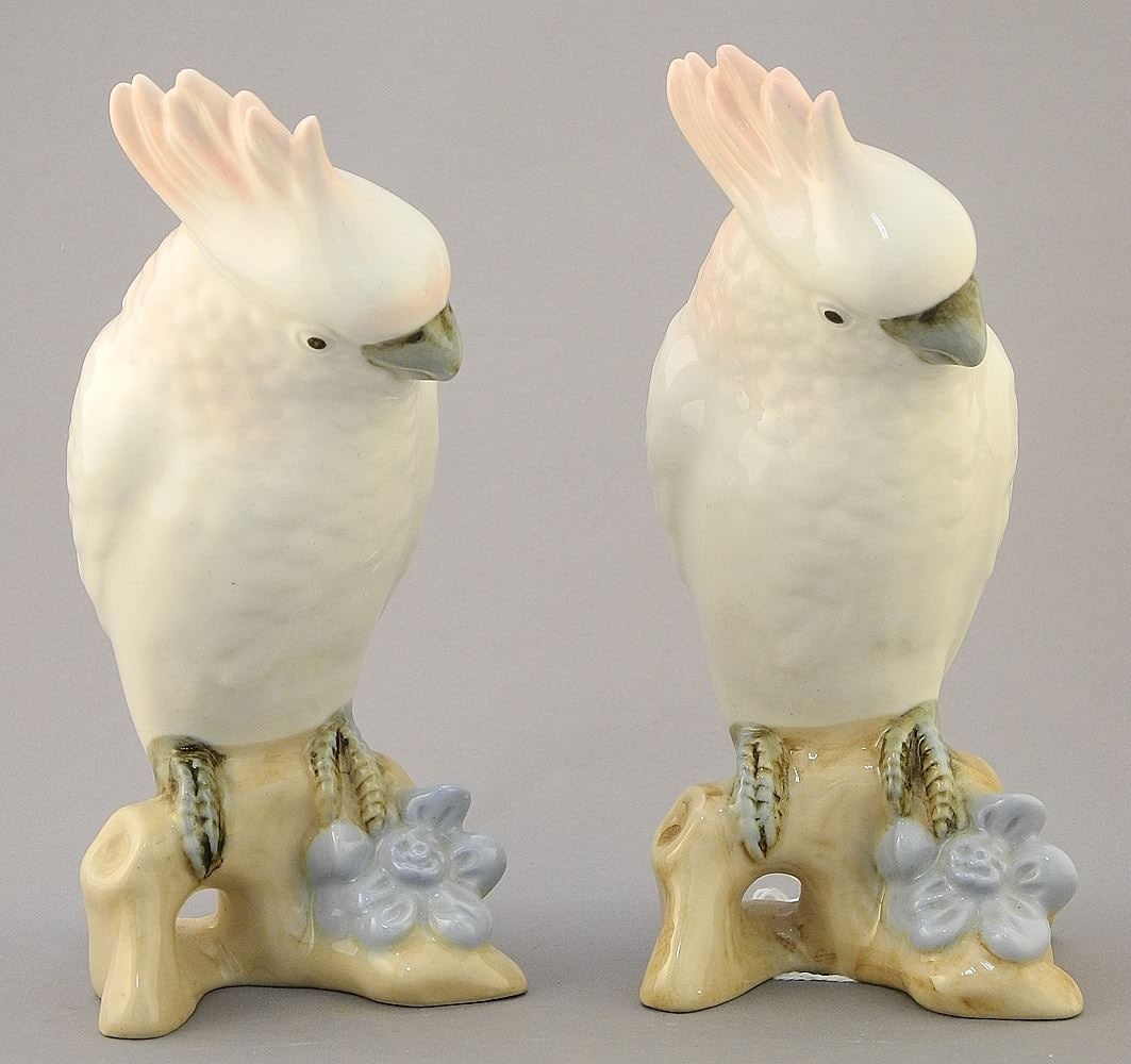 Pair of Royal Dux Porcelain Cockatoos, 7 1/4"H. (1 of 3)