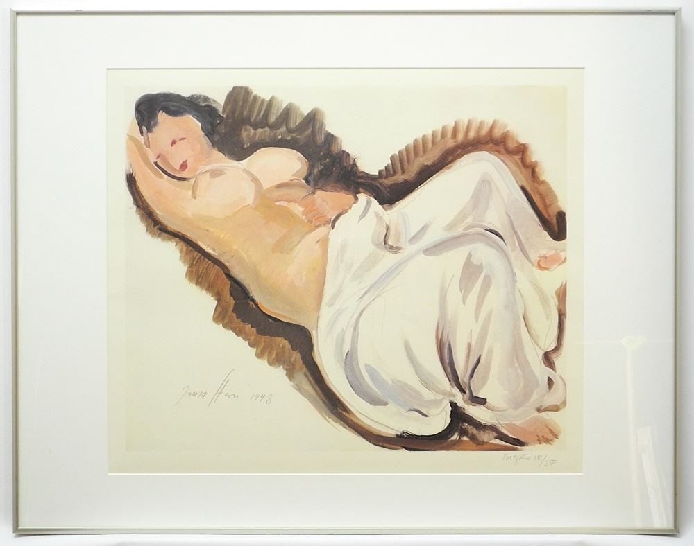 Lithograph After Irma Stern, 18" x 21 1/2", "Reclining Nude", Portfolio #181/250.: Lithograph After Irma Stern, 18" x 21 1/2", "Reclining Nude", Portfolio #181/250.