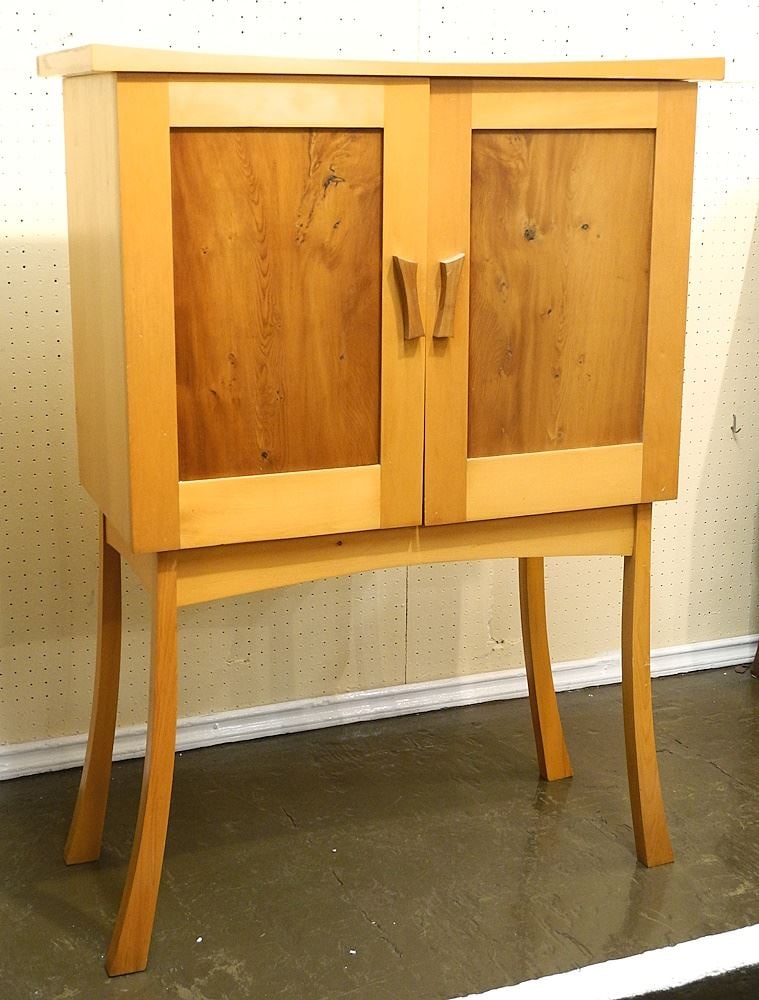 Custom Yellow Cedar & Yew Bar Cabinet, 48 3/4"H. (1 of 4)
