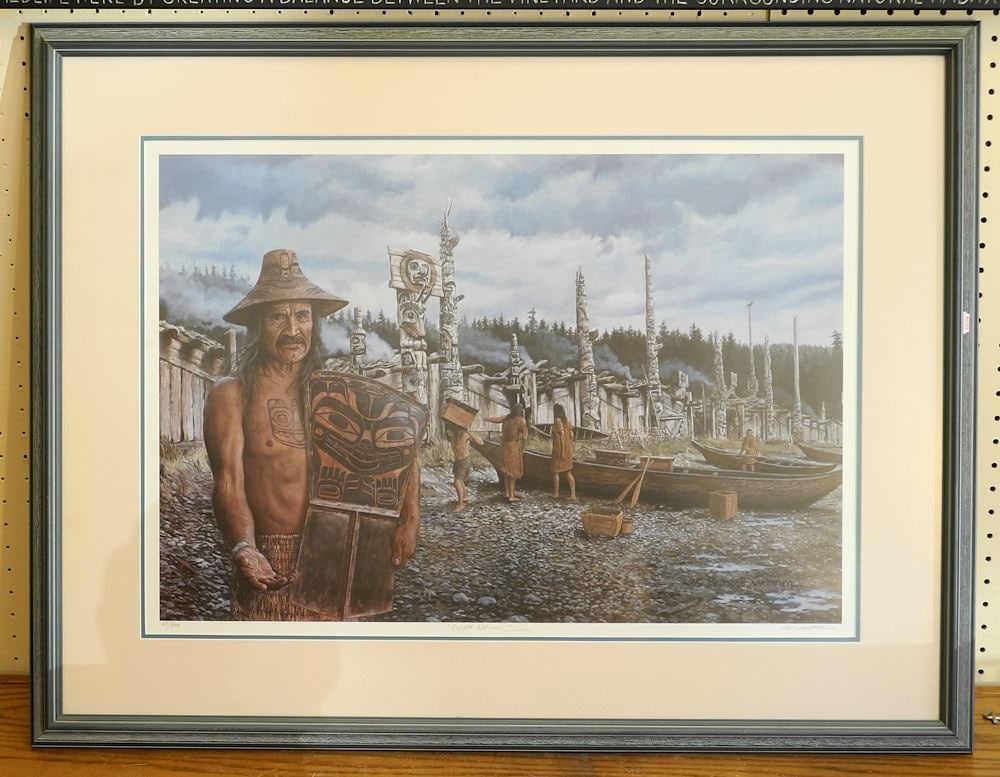 Limited Edition Print signed Lars Justinen, 18 3/4" x 27", "Copper Welcome" #50/400.: Limited Edition Print signed Lars Justinen, 18 3/4" x 27", "Copper Welcome" #50/400.