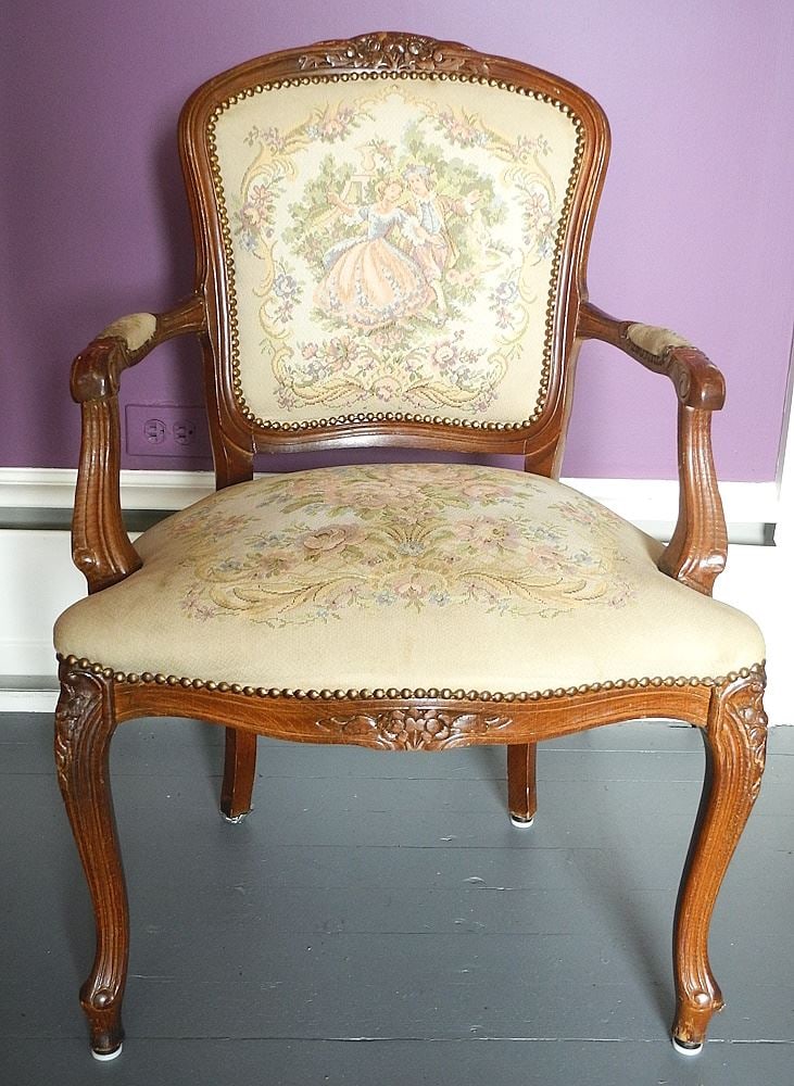 Louis XV Style Open Armchair.: Louis XV Style Open Armchair.