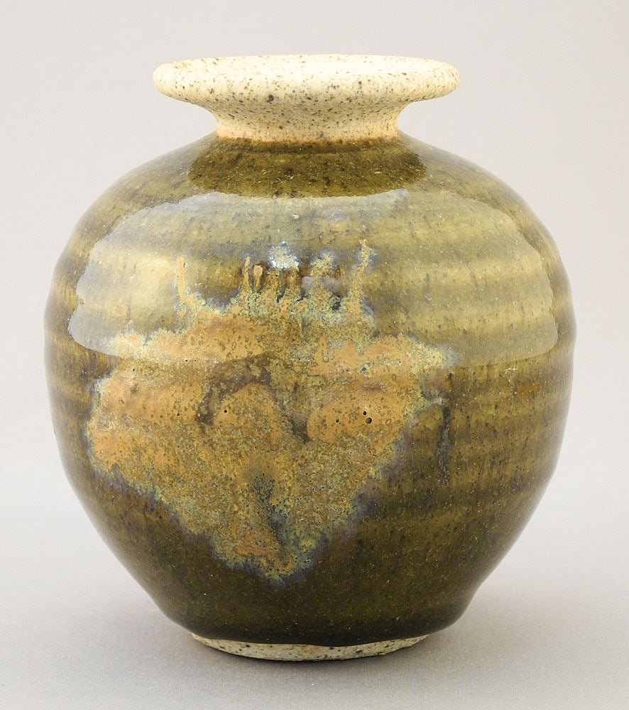 Stoneware Vase signed (Marilyn) Levine, 4"H. (1 of 2)