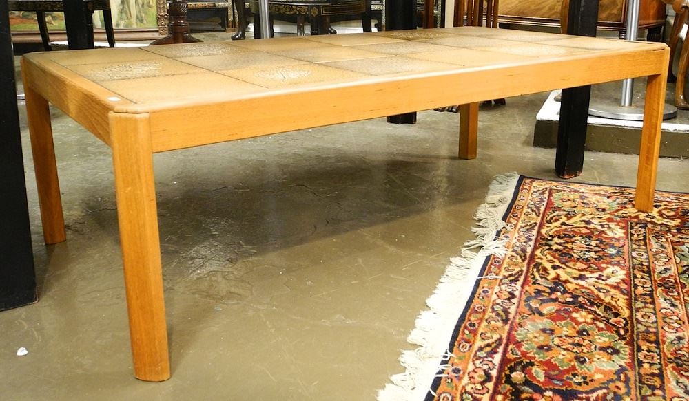 Teak Coffee Table with Tile Inlay, 50" x 26" x 16"H. (1 of 2)