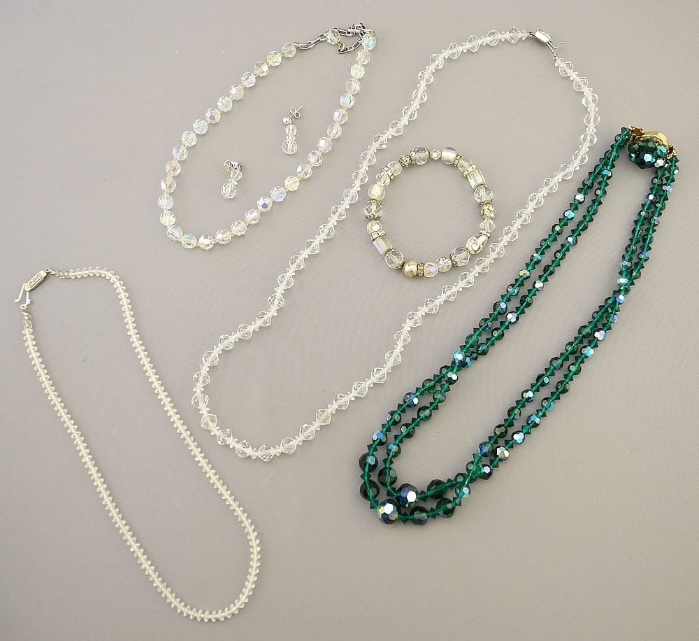 Rock Crystal Aurora Necklaces & Earrings & Bracelet.: Rock Crystal Aurora Necklaces & Earrings & Bracelet.