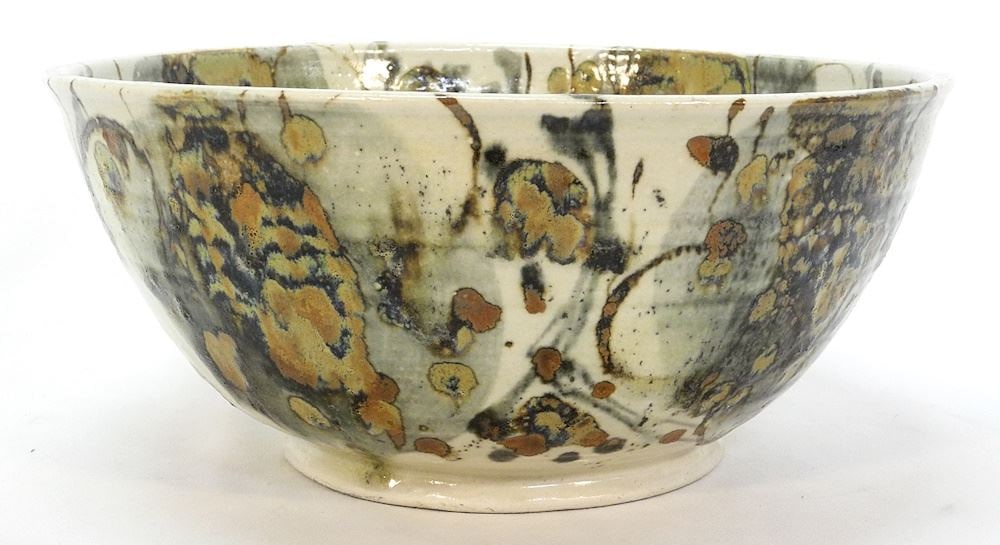 Stoneware Bowl, 6 5/8" x 14 3/4" Diameter, unsigned. (1 of 3)