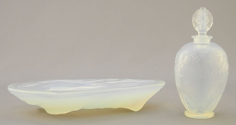 Sabino Paris "Les Fleurs" Perfume Flask (3 5/8"H) & Shell Dish, 5 3/4 "W. (1 of 6)