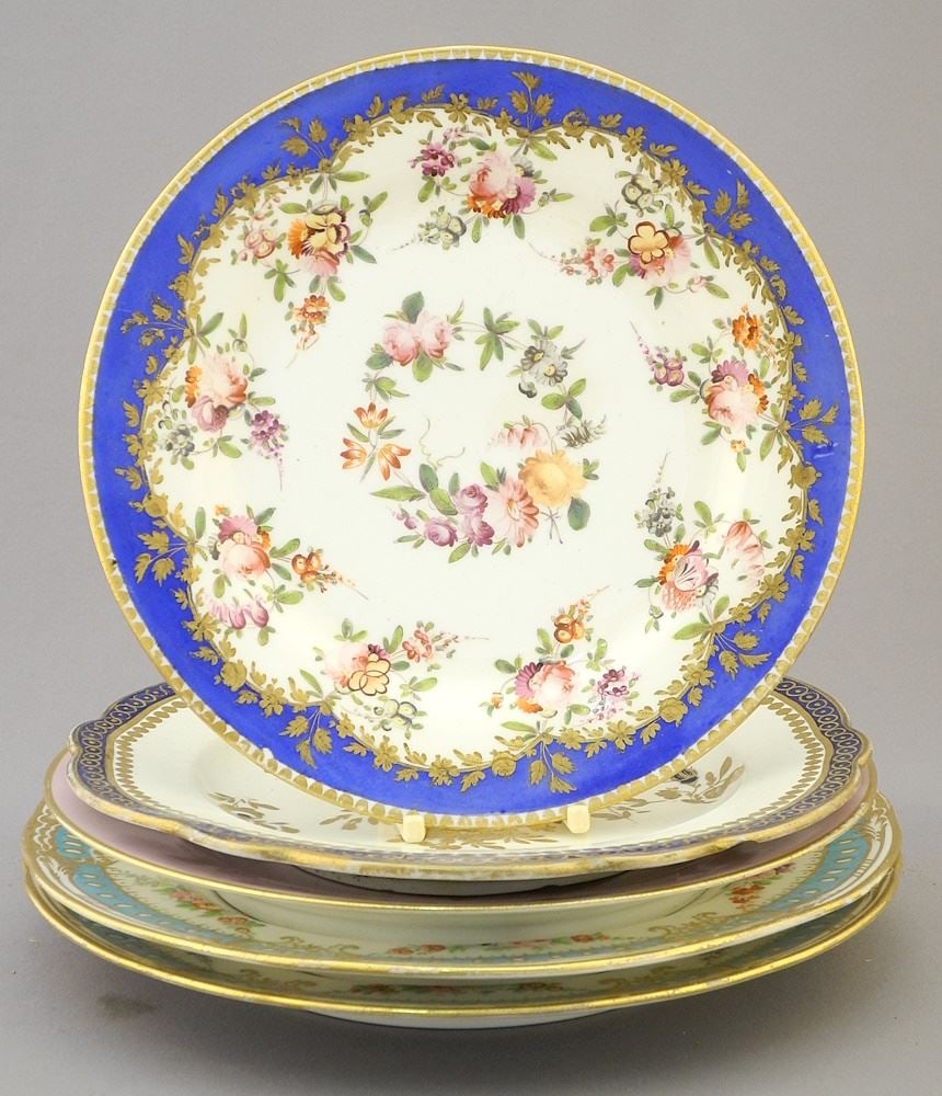 5 x 18th/19th C. Porcelain Cabinet Plates, 7 7/8" - 9" Diameter. (1 of 3)