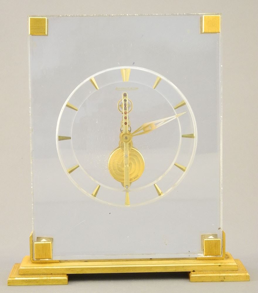 Jaeger LeCoultre Model 318 Lucite Clock, 7 7/8" x 7 1/8" x 1 7/8" (face noted). (1 of 7)