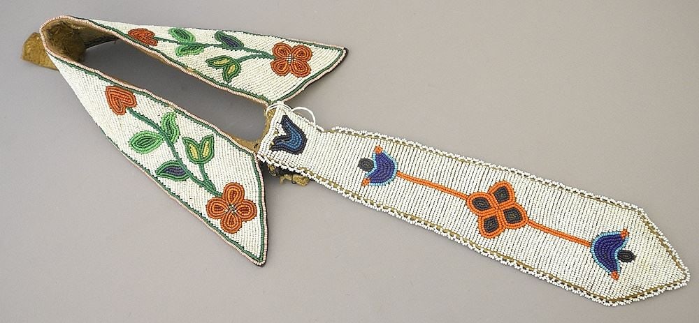 Northern Plains Cree Beaded Collar & Tie, Early 20th C. (1 of 7)