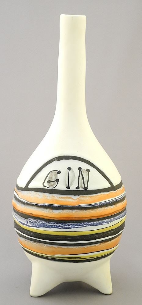 Gin Bottle signed Capron France A37, 12 7/8"H. (1 of 7)