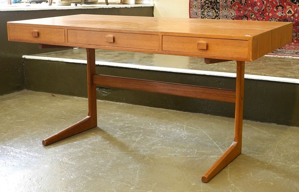 Danish Modern Teak Cantilever Desk by Georg Petersens Mobelfabrik, 55 1/4" Wide. (1 of 8)