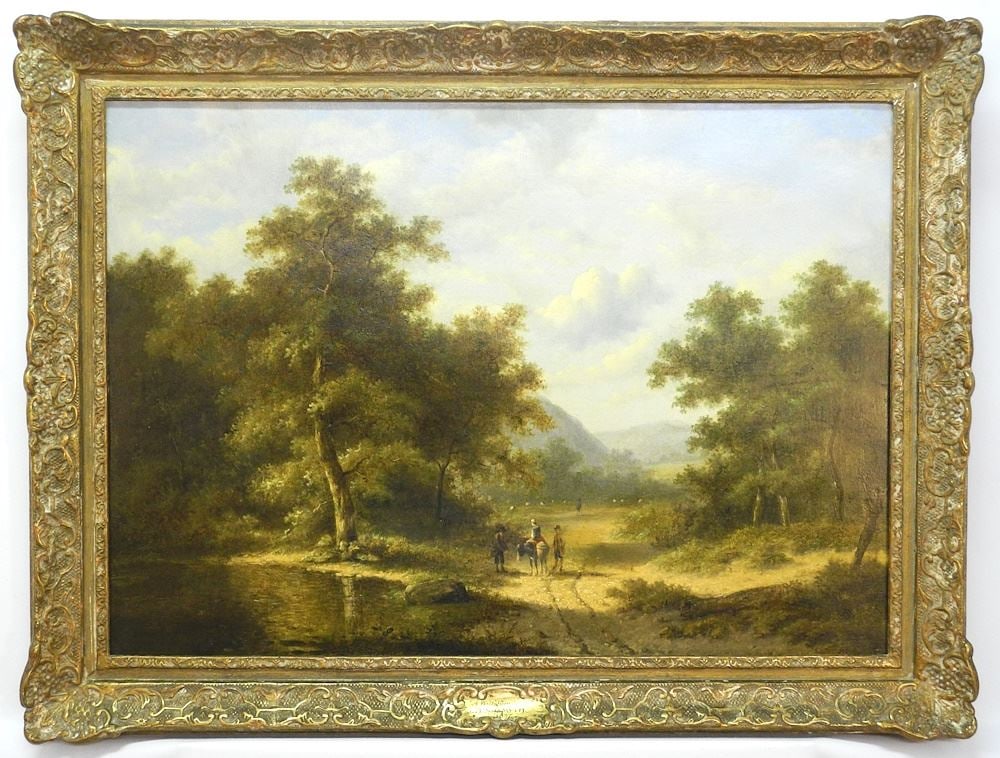 Oil on Relined Canvas signed A. (Alexander) Nasmyth 1837, 18 1/2" x 26 1/4", "A Wiltshire Lane (1 of 12)