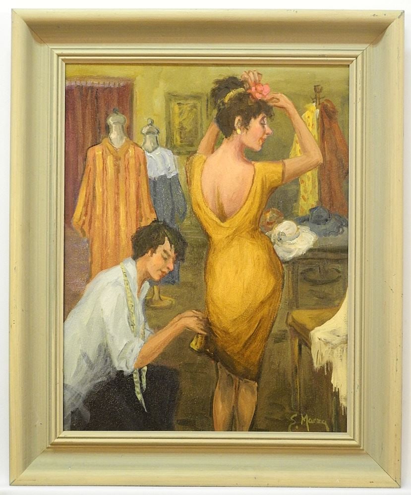 Oil on Canvas signed E. Marza, 18" x 14", "Fitting In". (1 of 4)