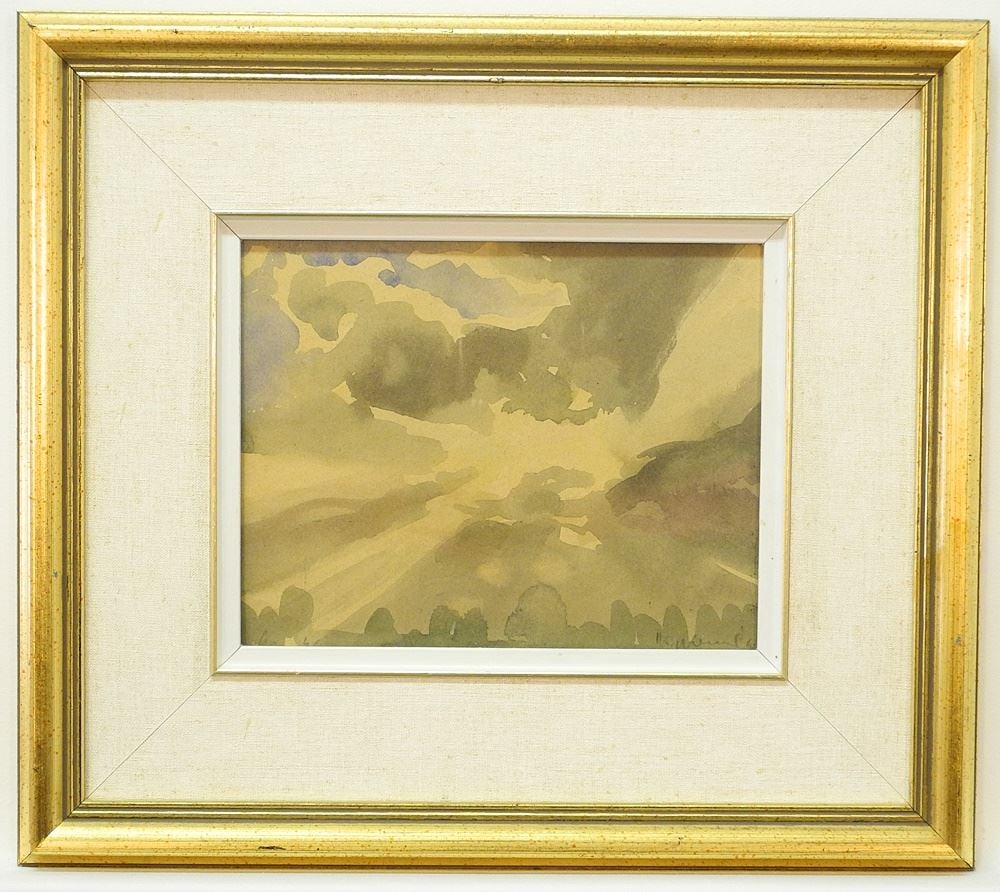 Watercolour signed H. (Herbert) Siebner'46, 7 1/4" x 9 1/8", "Clouds over Berlin". (1 of 4)
