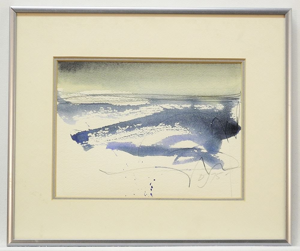 Watercolour Monogrammed DJ (Don Jarvis) '75, 5 1/4" x 7 1/4", "Grey Sea". (1 of 4)