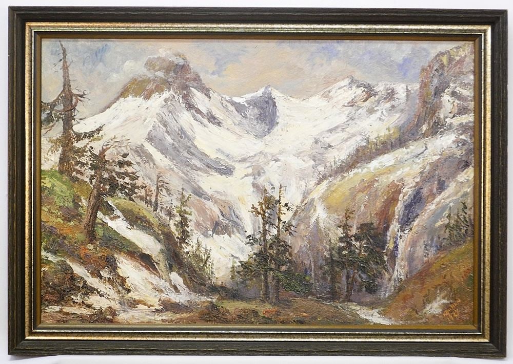 Oil Painting signed R. Bullen 1927, 16" x 24", "Melting of the Snows". (1 of 6)