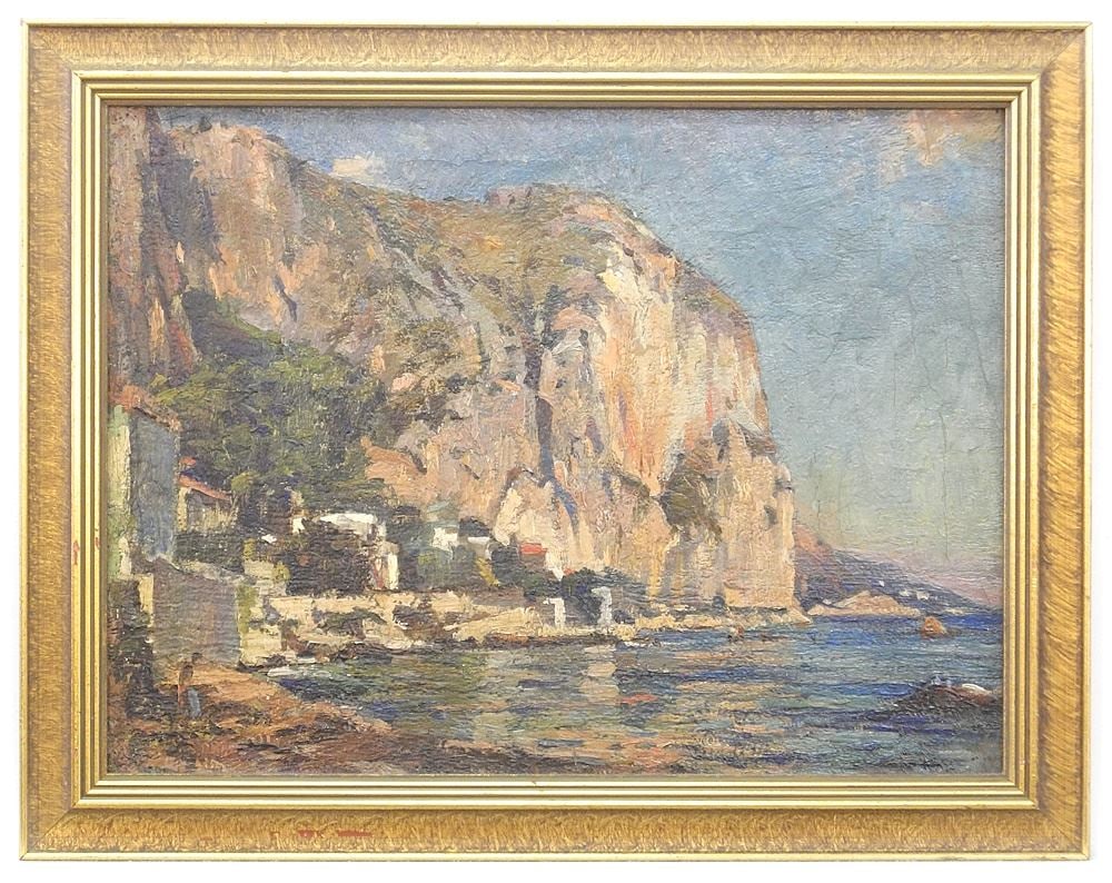 Oil on Canvas signed Edward Knight, 11 1/2" x 15 1/2", "Coastal Scene". (1 of 6)