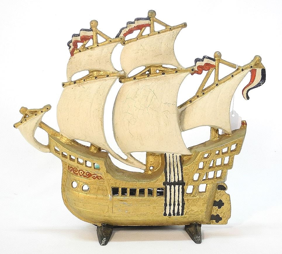 Cast Aluminum Galleon Lamp, 13"H.: Cast Aluminum Galleon Lamp, 13"H.