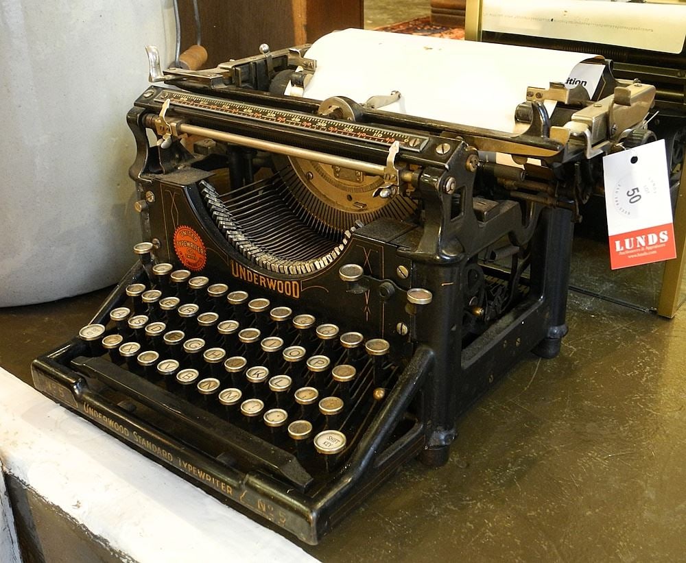 No.5 Underwood Standard Typewriter, 9 1/8" x 15" x 12 1/2". (1 of 1)