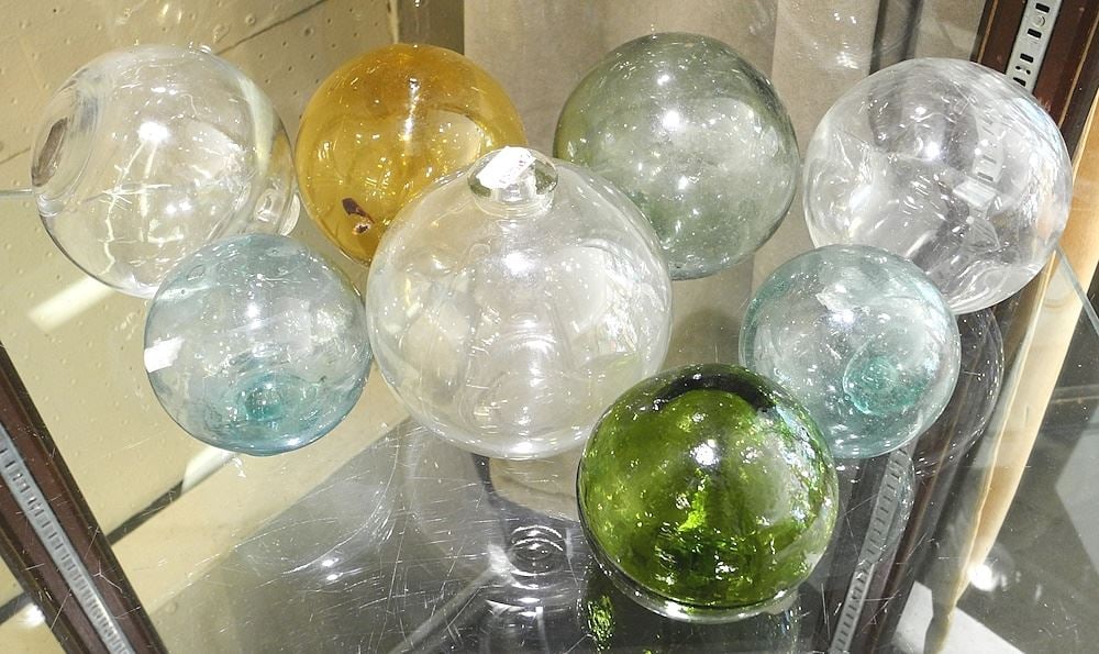 Collection of Japanese Glass Fishing Floats, 3" - 4 1/4" Diameter (8 pcs) (1 of 1)