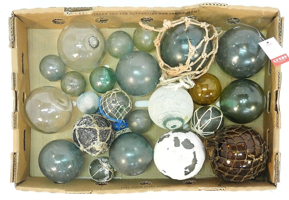 Collection of Japanese Glass Fishing Floats (2 1/8" - 4 3/4" Diam.). (1 of 1)