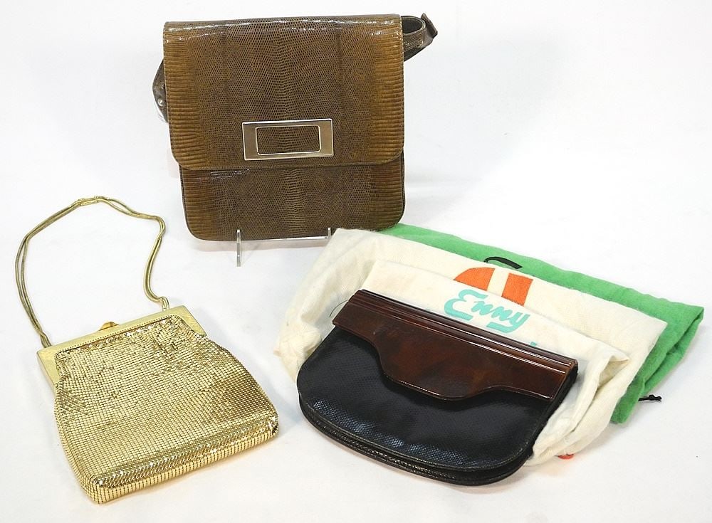 3 Handbags: 2 Snakeskin / 1 Oroton, 6 3/4 - 9"W.: 3 Handbags: 2 Snakeskin / 1 Oroton, 6 3/4 - 9"W.